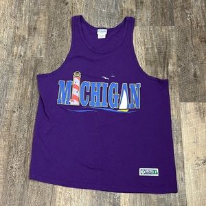 Vintage Discus Athletic Michigan embroidered purple tank top size XL